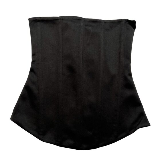 LEAU Sphynx Satin Corset Top in Black - Picture 1 of 4